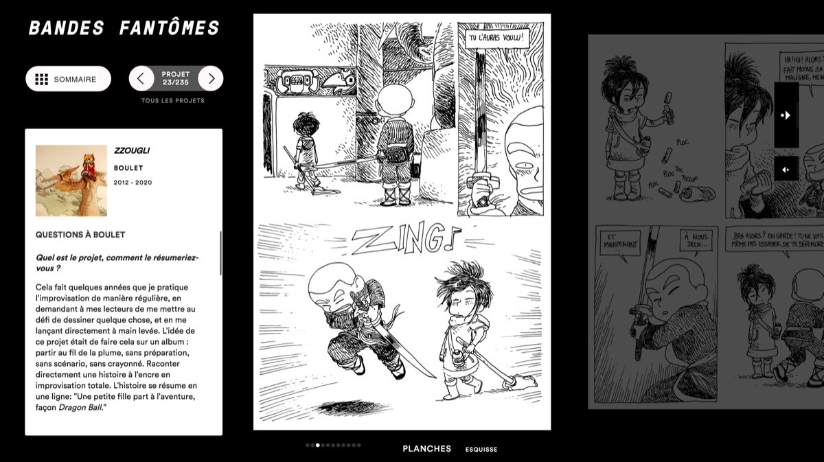 ⭐⭐⭐ Manu Lechat- Webdesigner, intégrateur, développeur Web freelance Mise en page et programmation d'un module de lecture de Bd numérique - Interface muséographie dans le cadre d'une exposition. En partenariat avec le festival Pulp à la Ferme du Buisson. ⭐⭐⭐ Manu Lechat- Webdesigner, intégrateur, développeur Web freelance Mise en page et programmation d'un module de lecture de Bd numérique - Interface muséographie dans le cadre d'une exposition. En partenariat avec le festival Pulp à la Ferme du Buisson.