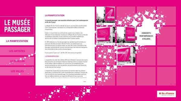 Borne tactile de muséograhie réalisée dans le cadre d'une exposition Le musée Passager