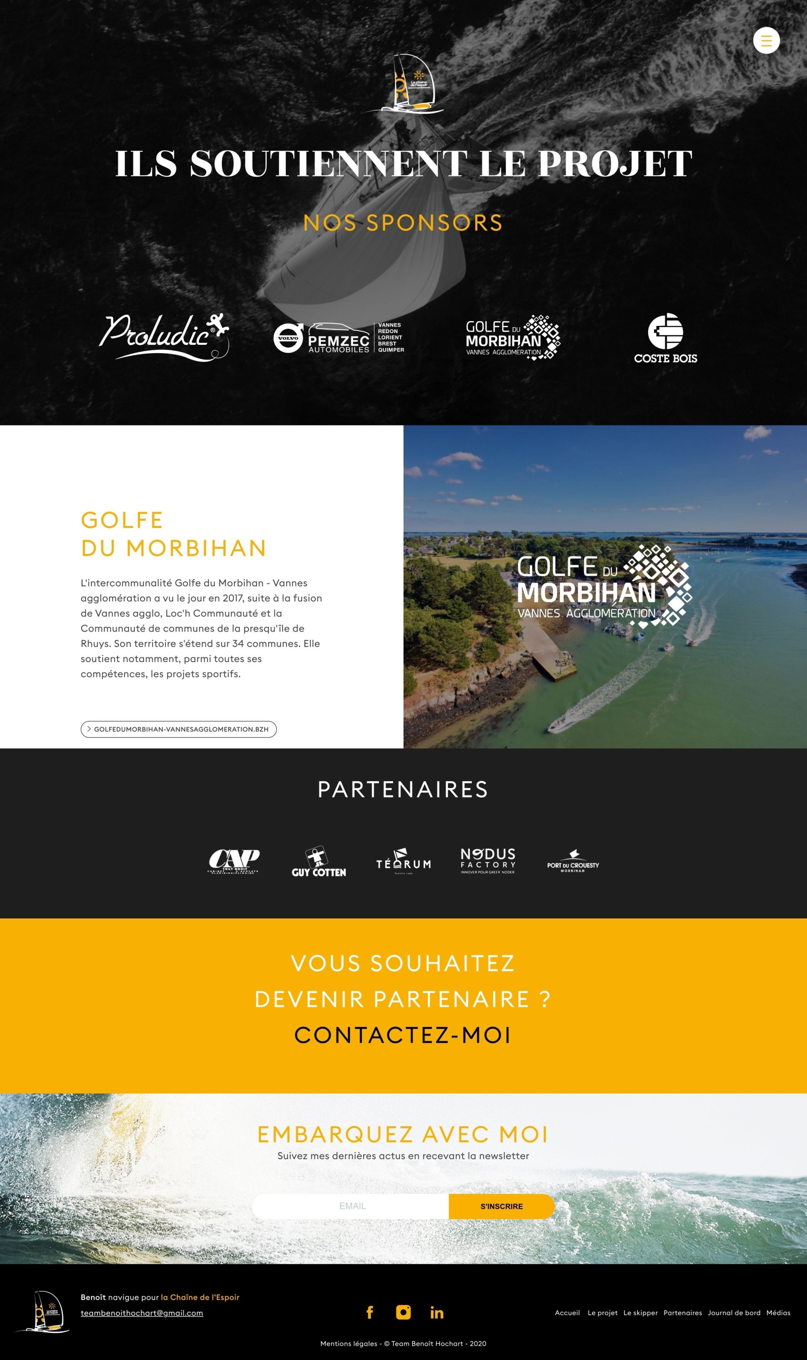 ⭐⭐⭐ Manu Lechat- Webdesigner, intégrateur, développeur Web freelance Réalisation du Site internet du skipper Benoit Hochart - 'La chaîne de l'espoir'. Présentation du projet, du skipper et de ses partenaires. J'ai réalisé la programmation des templates du site. Le contenu du site est intégralement administrable via le Cms Kirby. ⭐⭐⭐ Manu Lechat- Webdesigner, intégrateur, développeur Web freelance Réalisation du Site internet du skipper Benoit Hochart - 'La chaîne de l'espoir'. Présentation du projet, du skipper et de ses partenaires. J'ai réalisé la programmation des templates du site. Le contenu du site est intégralement administrable via le Cms Kirby.
