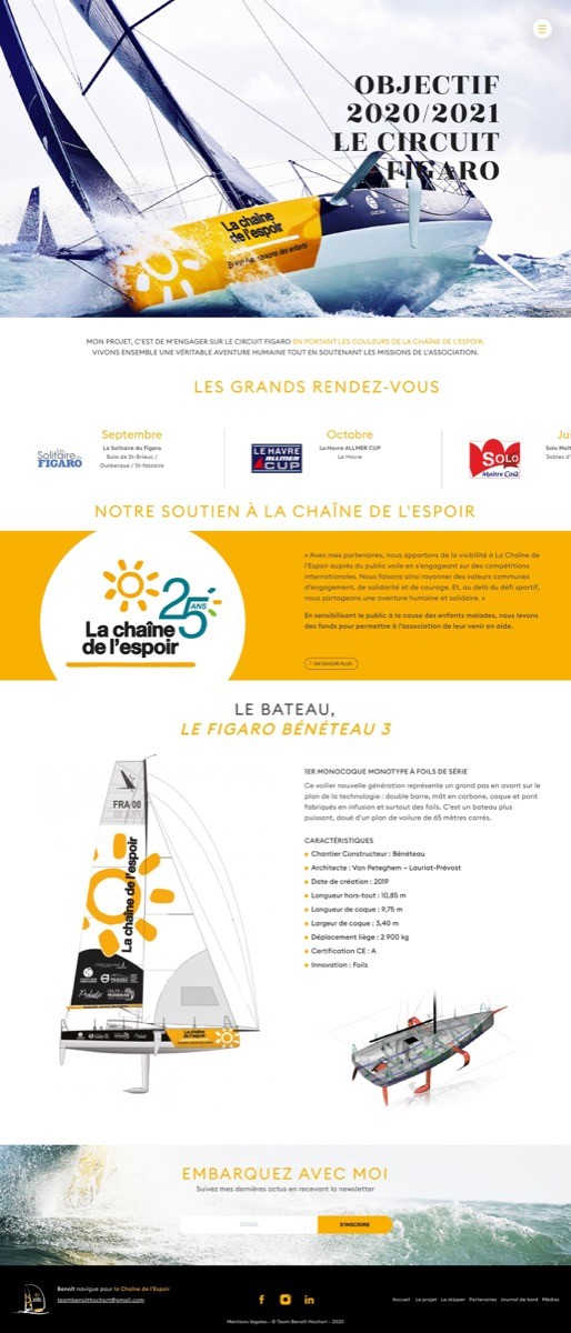 ⭐⭐⭐ Manu Lechat- Webdesigner, intégrateur, développeur Web freelance Réalisation du Site internet du skipper Benoit Hochart - 'La chaîne de l'espoir'. Présentation du projet, du skipper et de ses partenaires. J'ai réalisé la programmation des templates du site. Le contenu du site est intégralement administrable via le Cms Kirby. ⭐⭐⭐ Manu Lechat- Webdesigner, intégrateur, développeur Web freelance Réalisation du Site internet du skipper Benoit Hochart - 'La chaîne de l'espoir'. Présentation du projet, du skipper et de ses partenaires. J'ai réalisé la programmation des templates du site. Le contenu du site est intégralement administrable via le Cms Kirby.