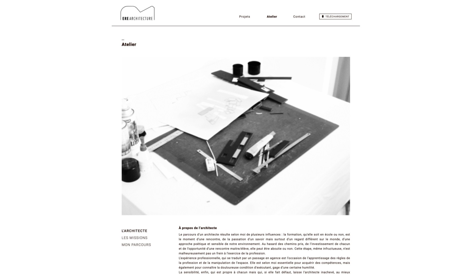 ⭐⭐⭐ Manu Lechat- Webdesigner, intégrateur, développeur Web freelance Réalisation du site de l'agence d'architecture ERE Architecte. Projet assez minimaliste dans la présentation pour une mise en avant claire et concise des projets réalisés pas l'agence d'architecture. ⭐⭐⭐ Manu Lechat- Webdesigner, intégrateur, développeur Web freelance Réalisation du site de l'agence d'architecture ERE Architecte. Projet assez minimaliste dans la présentation pour une mise en avant claire et concise des projets réalisés pas l'agence d'architecture.