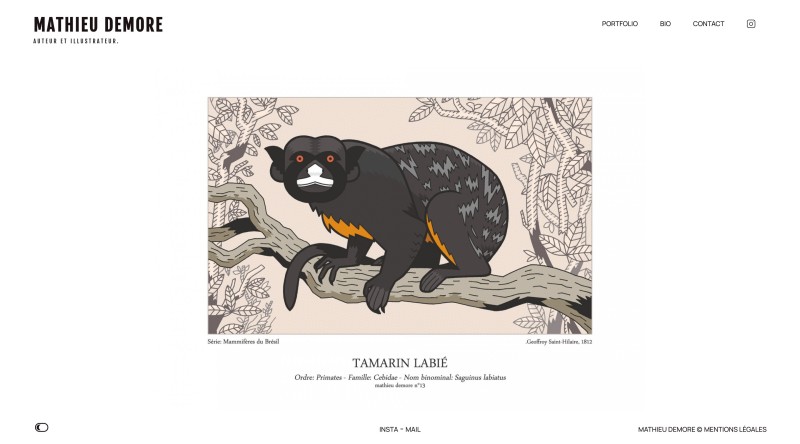 Webdesign et programmation du portfolio de l'illustrateur. Réalisation d'un graphisme simple et intuitif. Mise en page responsive sur-mesure. L'ensemble du site est administrable via le cms Wordpress. Webdesign et programmation du portfolio de l'illustrateur. Réalisation d'un graphisme simple et intuitif. Mise en page responsive sur-mesure. L'ensemble du site est administrable via le cms Wordpress.