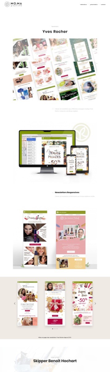 ⭐⭐⭐ Manu Lechat- Webdesigner, intégrateur, développeur Web freelance Webdesign et programmation du portfolio de graphiste 'Moma Graphisme'. Réalisation d'un graphisme simple et intuitif. Mise en page responsive sur-mesure. L'ensemble du site est administrable via le cms Kirby. ⭐⭐⭐ Manu Lechat- Webdesigner, intégrateur, développeur Web freelance Webdesign et programmation du portfolio de graphiste 'Moma Graphisme'. Réalisation d'un graphisme simple et intuitif. Mise en page responsive sur-mesure. L'ensemble du site est administrable via le cms Kirby.
